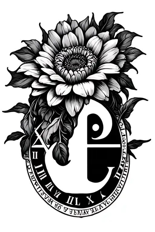 Roman Numeral And Fetus Symbolizing Loss Grief Flower