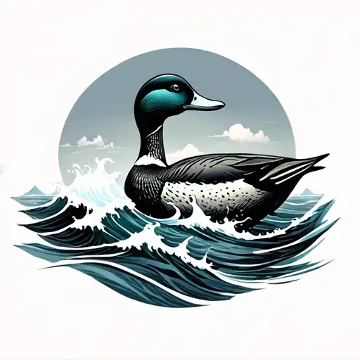 Duck And Ocean Waves