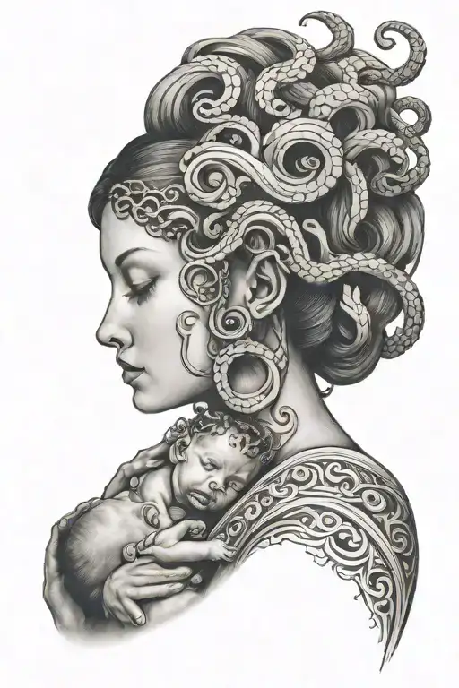 Medusa Breastfeeding A Baby Girl