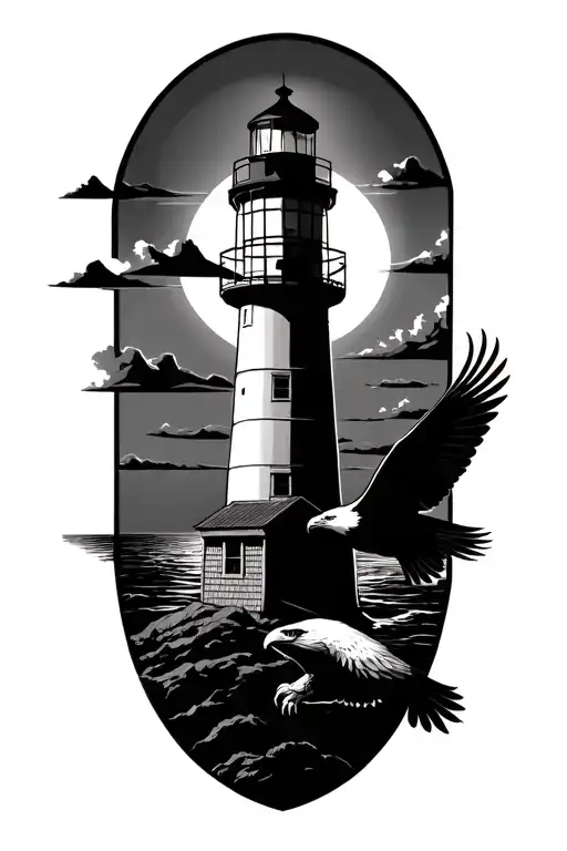 Hillsboro Lighthouse And Eagle Soaring