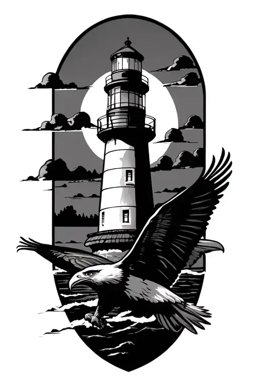 Hillsboro Lighthouse And Eagle Flying