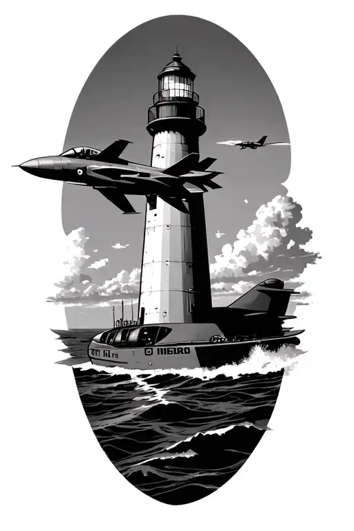 Hillsboro Lighthouse And Fighter Jet Flying