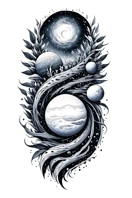 Ayahuasca Inspired With Spiral Galaxy Filled With Planets