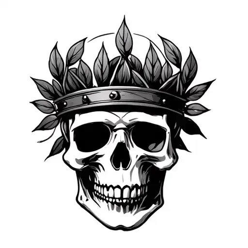 Skull Whit Laurel Crown