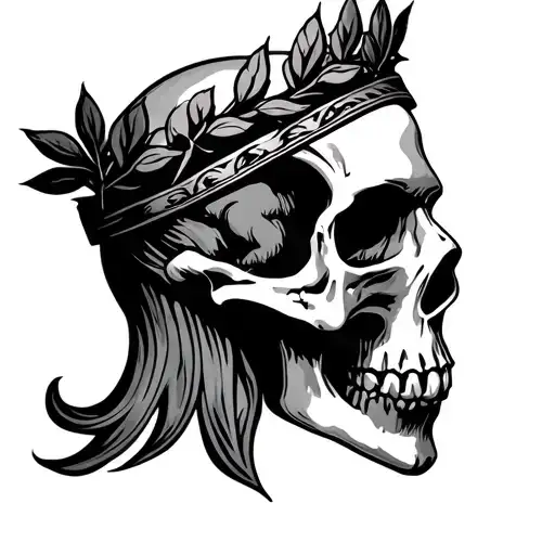 Profile Of Skull With Laurel Crown
