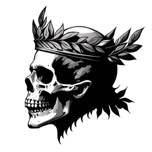 Profile Of Skull With Laurel Crown And No Hair