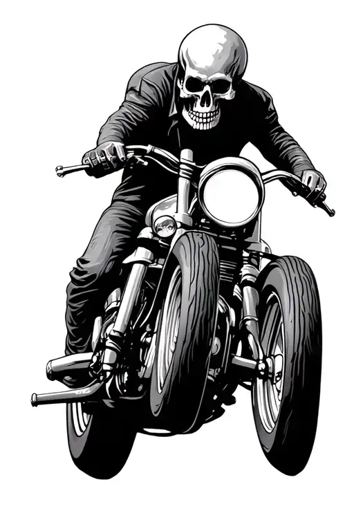Skull With A Motorcycle Riding Through Its Eyes
