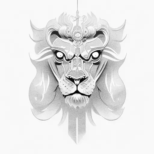 A Winged Lion And Dharma Wheel