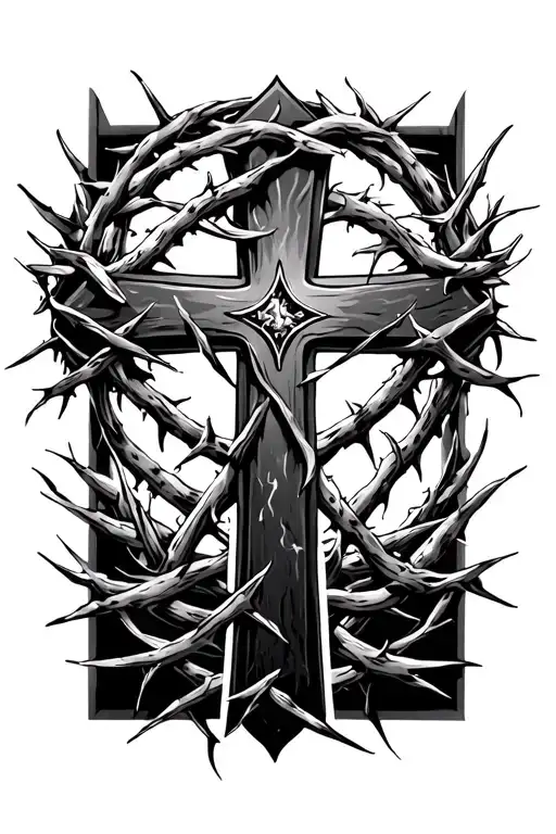 Cross With Crown Of Thorns
