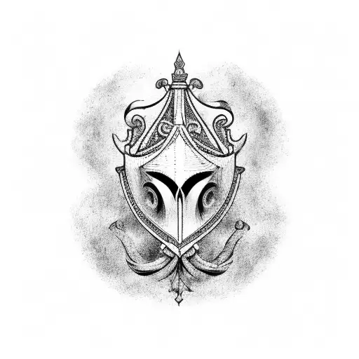 Symbol Of Venice Holding A Ship's Helm