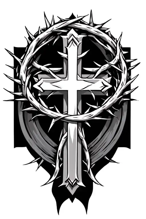 Cross With Crown Of Thorns