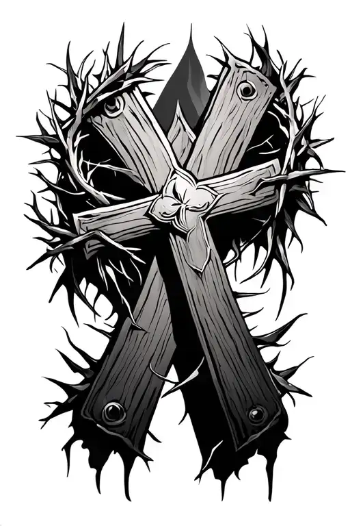 Cross With Crown Of Thorns