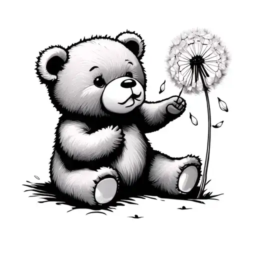 Teddy Bear Blowing Dandelion Seeds