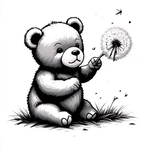 Teddy Bear Blowing Dandelion Seeds