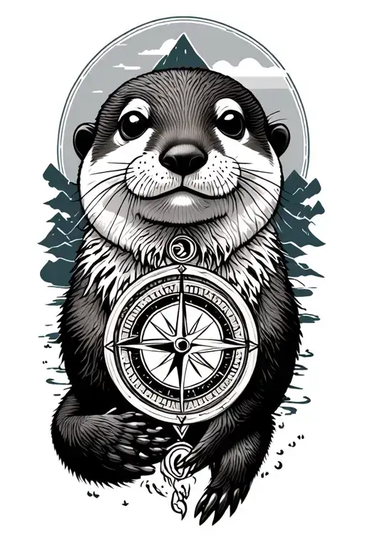 Otter Compass And Mountains