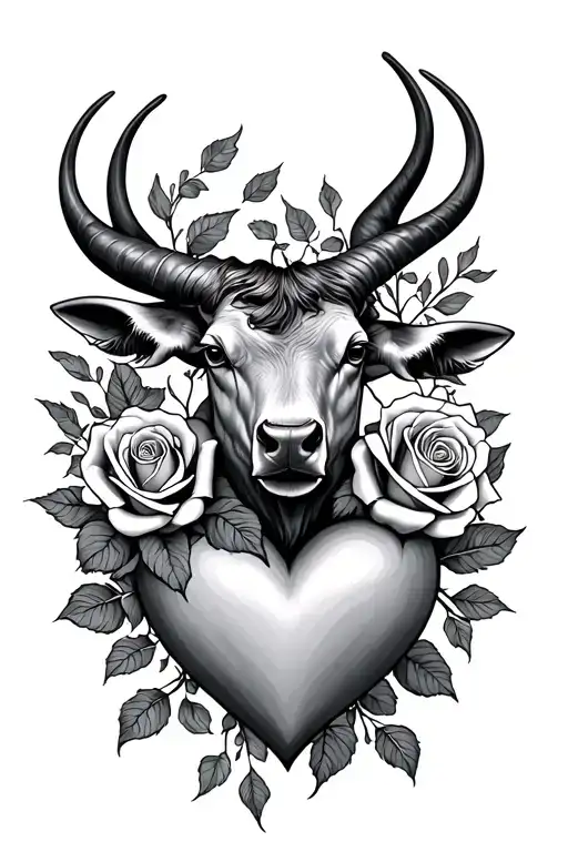 Taurus And Roses Intertwined Hearts