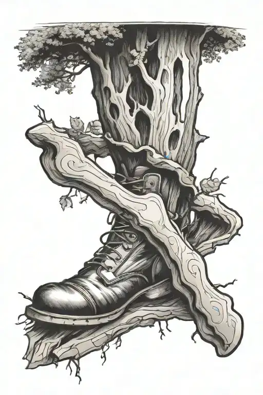 Protestic Leg With A Hammer As Foot And A Tree