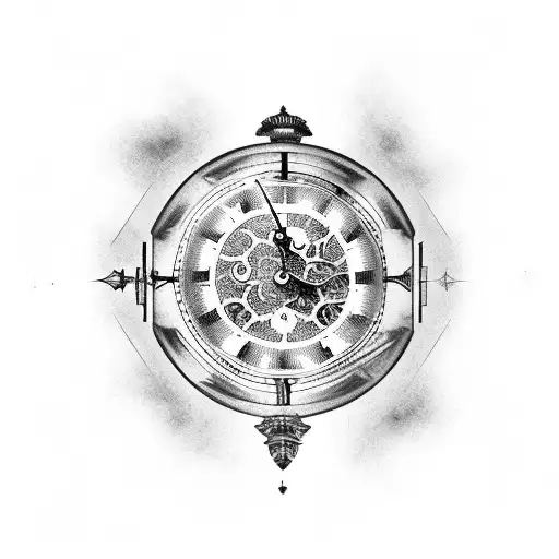 Grandfather Clock With Shading Half Sleeve