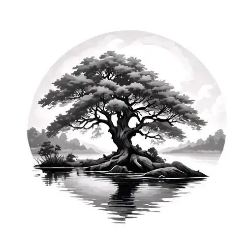 Tree With Pond Filled