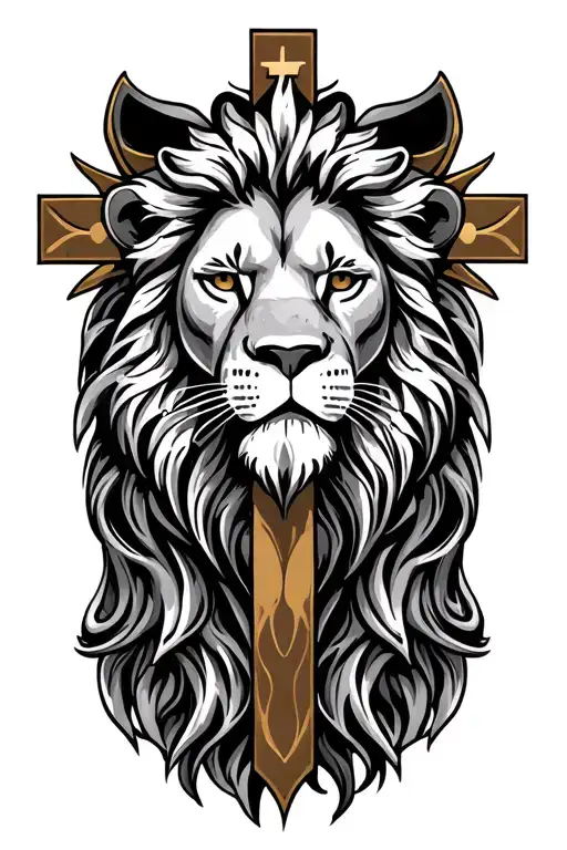 Christian Cross With Lion