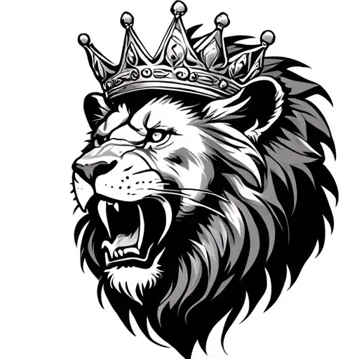 Lion Roaring Wearing Crown