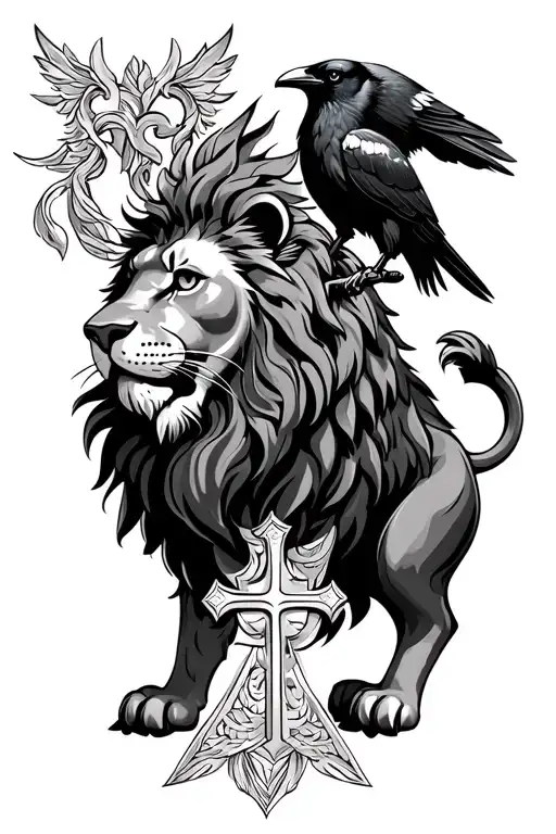 Lion Of Juda With Crow And Cross