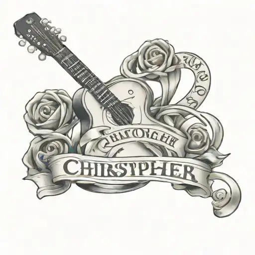 Guitar And Microphone And Name Christopher