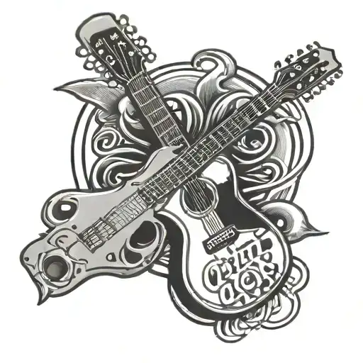 Guitar And Microphone And Name Banner