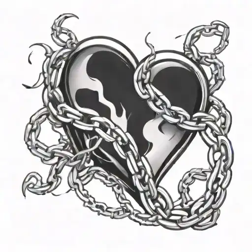 A Heart With Broken Chains Around It