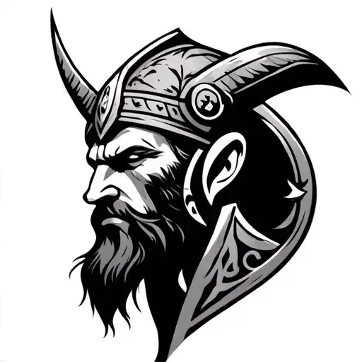 Warrior Head Viking Rune