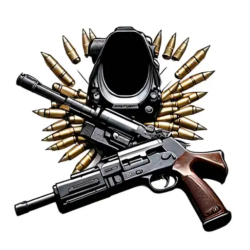 Gun And Rifle With Ammo