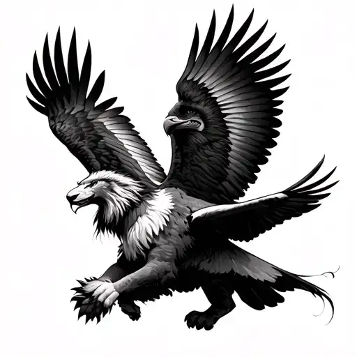 Lion And Eagle Soaring