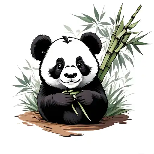 Cute Panda Eating Bamboo