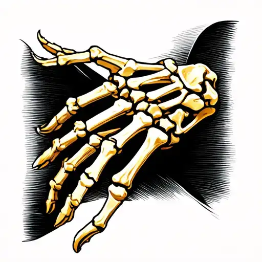 Golden Skeleton Hand Tattoo Design