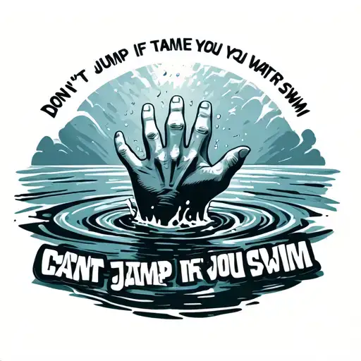 1 Hand Sticking Out Of Water With A Text Below It Saying Dont Jump In The Water If You Cant Swim