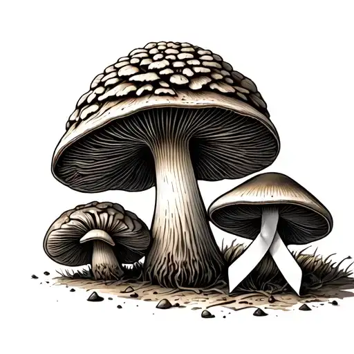 Morel Mushrooms With White Cancer Ribbon