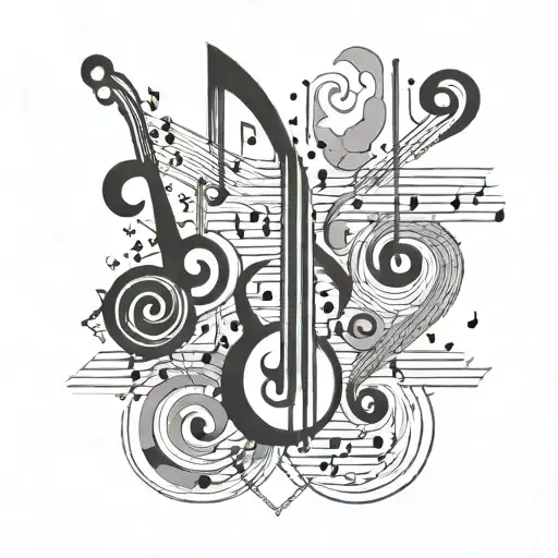 Uzay-inspired Geometric Shapes Forming A Serene Music Staff