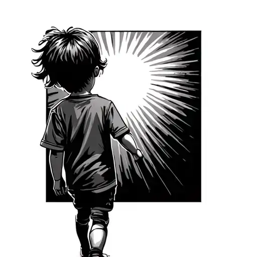A Kid Walking Away Fro Mthe Shadows And Towards The Sun