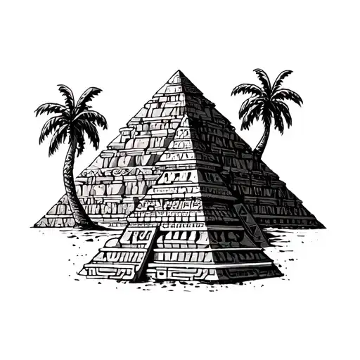 Aztec Pyramid With Palm Trees