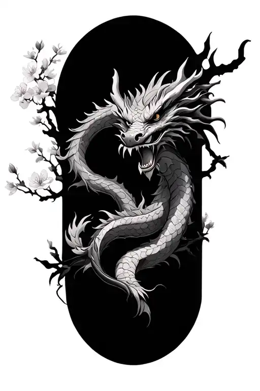 Oni Cherry Blossoms And Dragon Wrapped