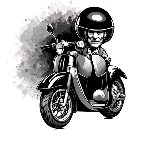 Oldman Scooter With Black Round Helmet