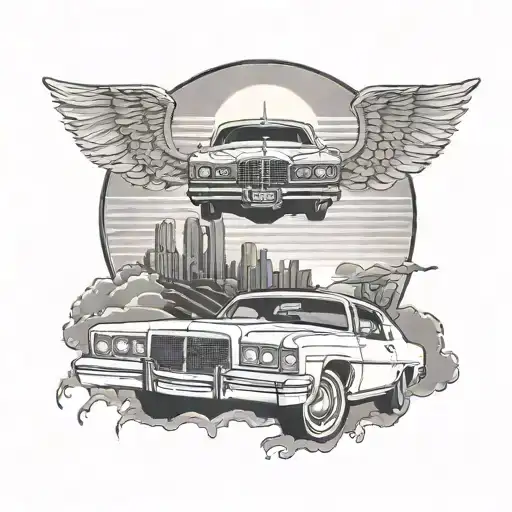 1979 Chrysler Cordoba Driving Into The Sunset Background