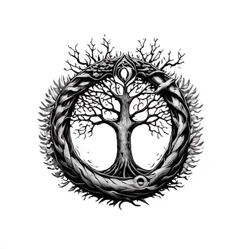Ouroboros And Tree Of Life