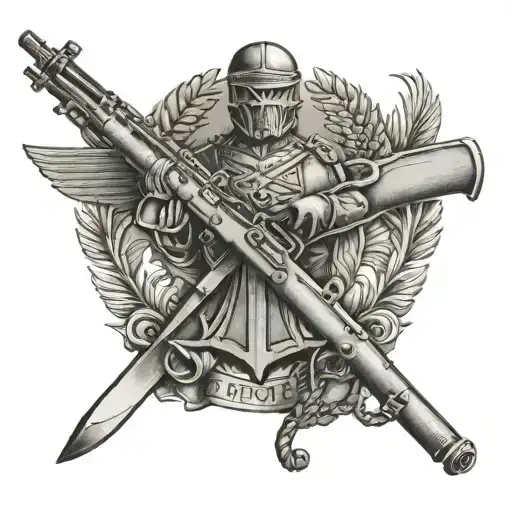 Hungarian Military With Guns Andd With A Cross Made