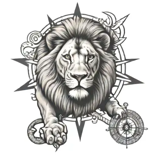 Lion With A Compass