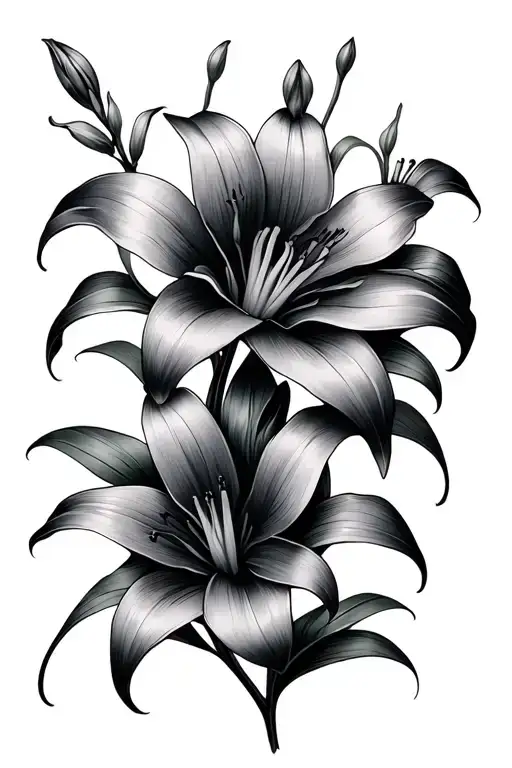 Minimalist Lily Flowers Intertwined