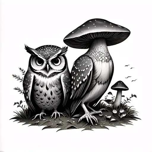 Mushrooms Owls Forest