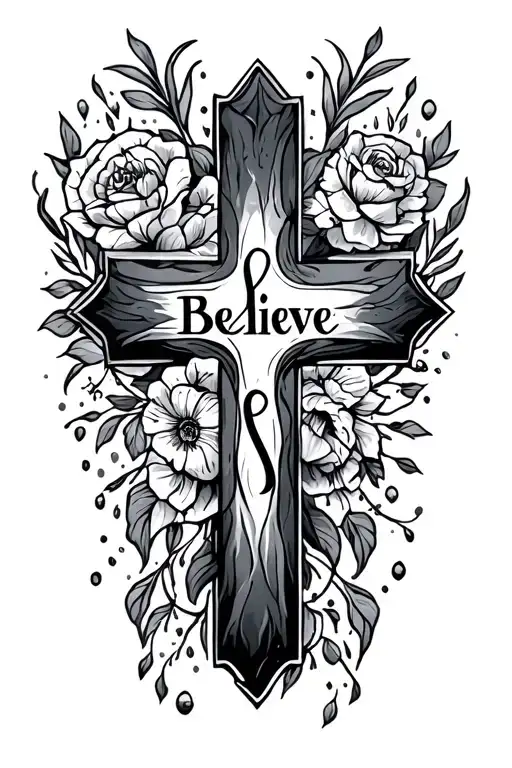 Cross With Believe Written Inside Surrounded