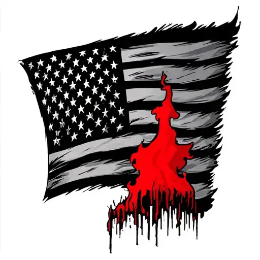 Forearm Tattoo Of Black American Heritage Flag And Red Rising