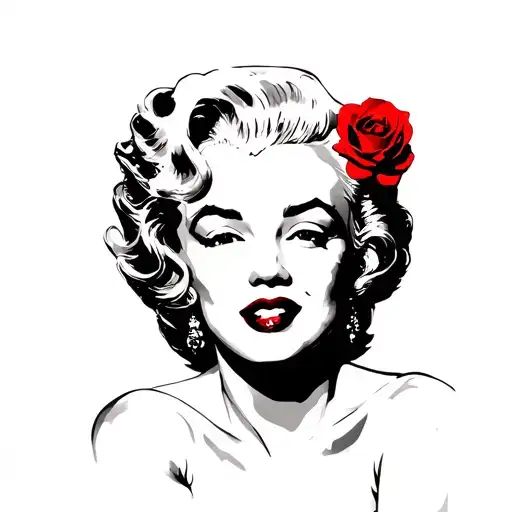 Marilyn Monroe With Red Rose In Hair Surrounded